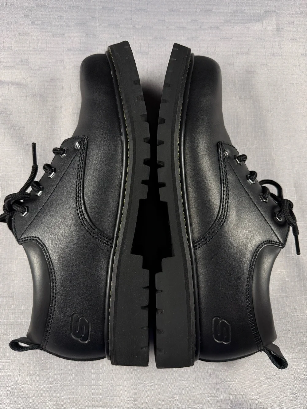 Skechers Men’s Black Leather Oxford Work Shoes  Size 10.5 S/N 60997